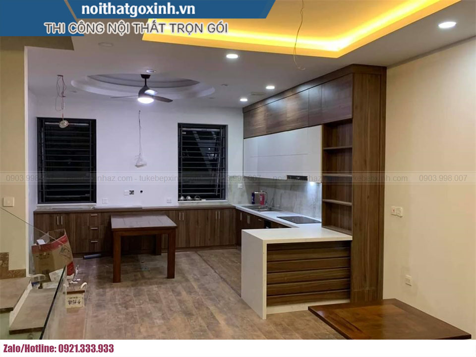 Tủ bếp gỗ công nghiệp được nhiều gia đình Việt ưa chuộng